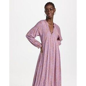 Natalie Martin Fiore Midi Dress Shangri-La Print Womens Size M Resortwear Orchid